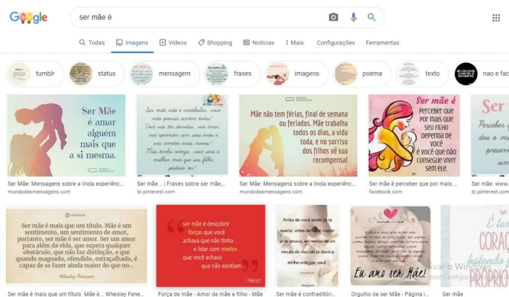 Imagem atual: busca do google ser mãe
